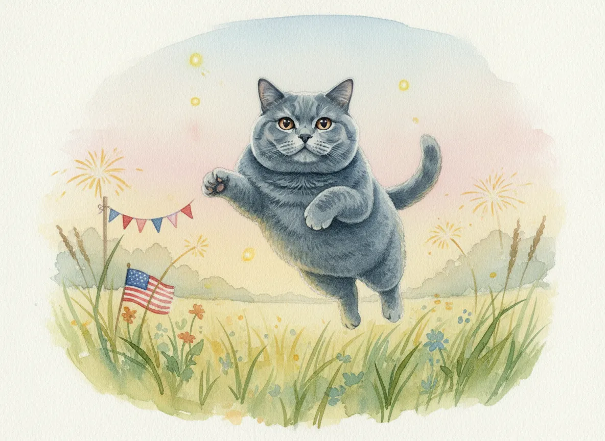 British Shorthair watercolor calendar month 7